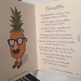 Copy of poem Pineapple by Patrick Widdess produced by Waitrose